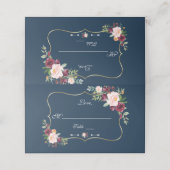 Burgundy Blush Floral Gold Navy Blue Table Number (Buitenkant ongevouwen)