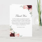 Burgundy Blush Floral Greenery Foto Funeral Programma (Achterkant)