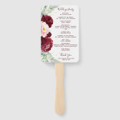 Burgundy Blush Floral Greenery Wedding Programme Handwaaier (Achterkant)