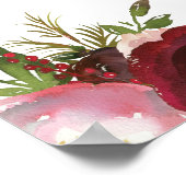Burgundy Blush Floral Mariage 20 Tableau Graphique (Coin)