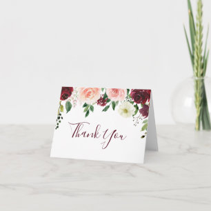 Burgundy Blush Floral Mariage Merci