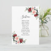 Burgundy Blush Floral Mariage moderne Cartes de si (Debout devant)