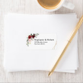 Burgundy Blush Floral Modern Geometric Address Etiket (Insitu)