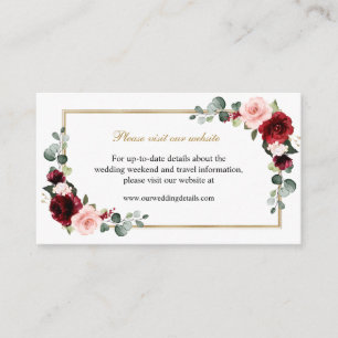 Burgundy Blush Floral Modern Geometric Website Informatiekaartje