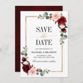 Burgundy Blush Floral Modern Geometric Wedding (Voorkant / Achterkant)