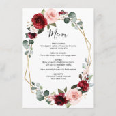 Burgundy Blush Floral Modern Geometric Wedding Menu (Achterkant)