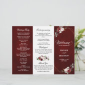 Burgundy Blush Floral Modern Wedding Programme (Staand voorkant)