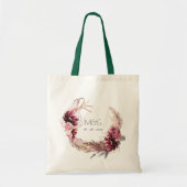 Burgundy Blush Floral Pampas Grass Wedding Tote Bag (Voorkant)