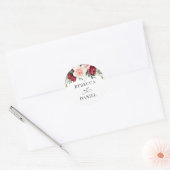 Burgundy Blush Floral Personalized Wedding Ronde Sticker (Envelop)