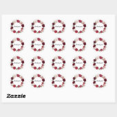 Burgundy Blush Floral Round Dank u Stickers (Vel)