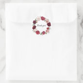 Burgundy Blush Floral Round Dank u Stickers (Tas)