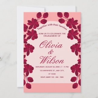 Burgundy Blush Floral Wedding Kaart