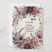 Burgundy & Blush Floral Wedding Kaart (Voorkant)