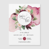 Burgundy Blush Floral Wedding Save the Date Magnet (Voorkant)