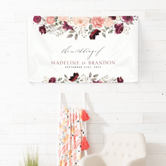 Burgundy Blush Floral Wedding Spandoek (Insitu)