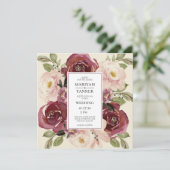 Burgundy Blush Floral Wedding Square Kaart (Staand voorkant)