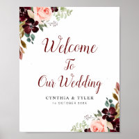 burgundy & blush floral welkomstbord