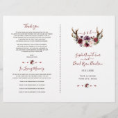 Burgundy Blush Florwers Antlers Weddenschap Flyer (Voorkant)