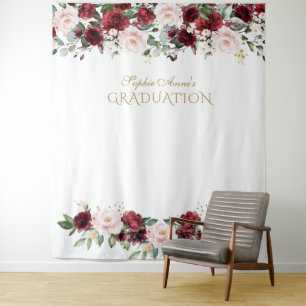 Burgundy Blush Fotohut Achtergrond voor Afstudeerf Wandkleed