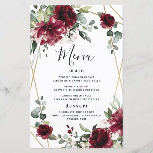 Burgundy Blush Gold Greenery Mariages Cartes de me (Devant)