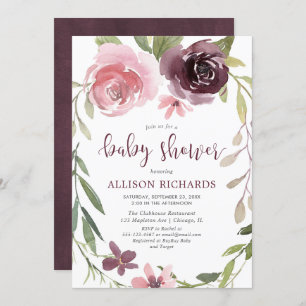 Burgundy blush herfst baby shower kaart