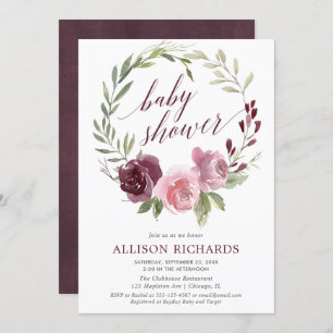 Burgundy blush herfst baby shower kaart