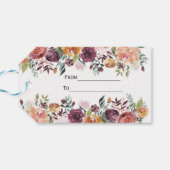 Burgundy Blush Ivory Floral Borders Weddenschap Cadeaulabel (Achterkant Horizontaal)