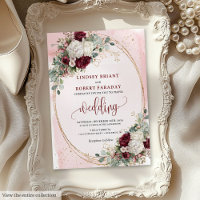 Burgundy Blush Maroon Rose Faire-part de mariage