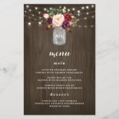 Burgundy Blush Mason Jar Rustique Mariage Cartes d (Devant)