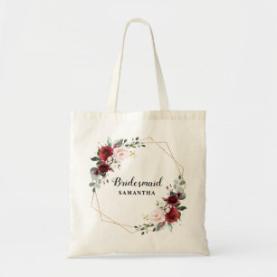 Burgundy Blush Modern Geometric Bridesmaid cadeau Tote Bag