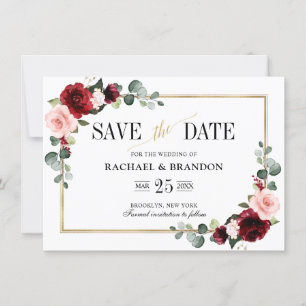 Burgundy Blush Modern Geometric Save the Date