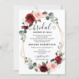 Burgundy Blush Modern Geometric Vrijgezellenfeest Kaart