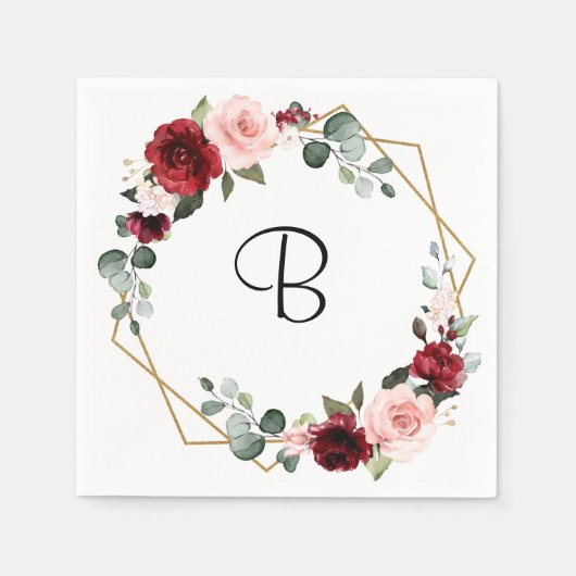 Burgundy Blush Modern Geometric Vrijgezellenfeest Servet (Voorkant)
