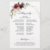 Burgundy Blush Modern Geometric Wedding Programme (Achterkant)
