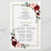 Burgundy Blush Modern Geometric Wedding Programme (Achterkant)