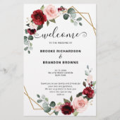 Burgundy Blush Modern Geometric Wedding Programme (Voorkant)