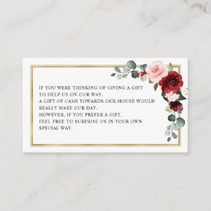 Burgundy Blush Modern Geometric Wishing well Informatiekaartje