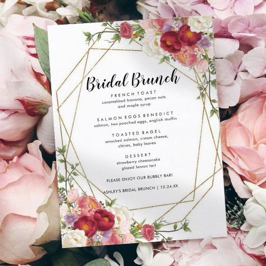 Burgundy Blush Moderne Bridal Brunch Menu