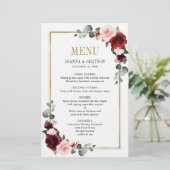 Burgundy Blush moderne Mariage géométrique Menu (Debout devant)