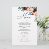 Burgundy Blush Navy Bleu Rose Dîner Menu Mariage (Debout devant)