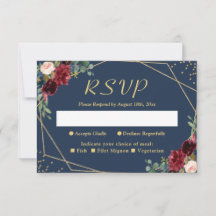 Burgundy Blush Navy Blue Floral Gold Glitters