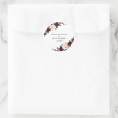 Burgundy Blush Navy Blue Floral Rustic Wedding Ronde Sticker (Tas)
