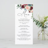 Burgundy Blush Navy Rozen Weddenschap Menu (Staand voorkant)
