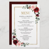 Burgundy Blush odern Geometric Wedding Menu (Voorkant / Achterkant)