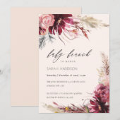 Burgundy Blush Pampas Grass Baby Brunch Invitation (Devant / Derrière)