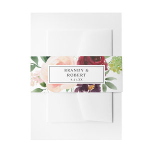 Burgundy & Blush Pink 4B Floral Uitnodigingen Wikkel