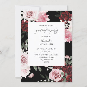 Burgundy & Blush Pink 6 Floral Gradual Party B Kaart
