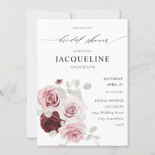 Burgundy & Blush Pink Floral 6 Ele Vrijgezellenfee Kaart