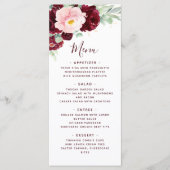 Burgundy Blush Pink Floral Greenery Wedding Menu (Voorkant)