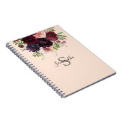 Burgundy & Blush Pink Floral Monogram Notitieboek (Rechterzijde)